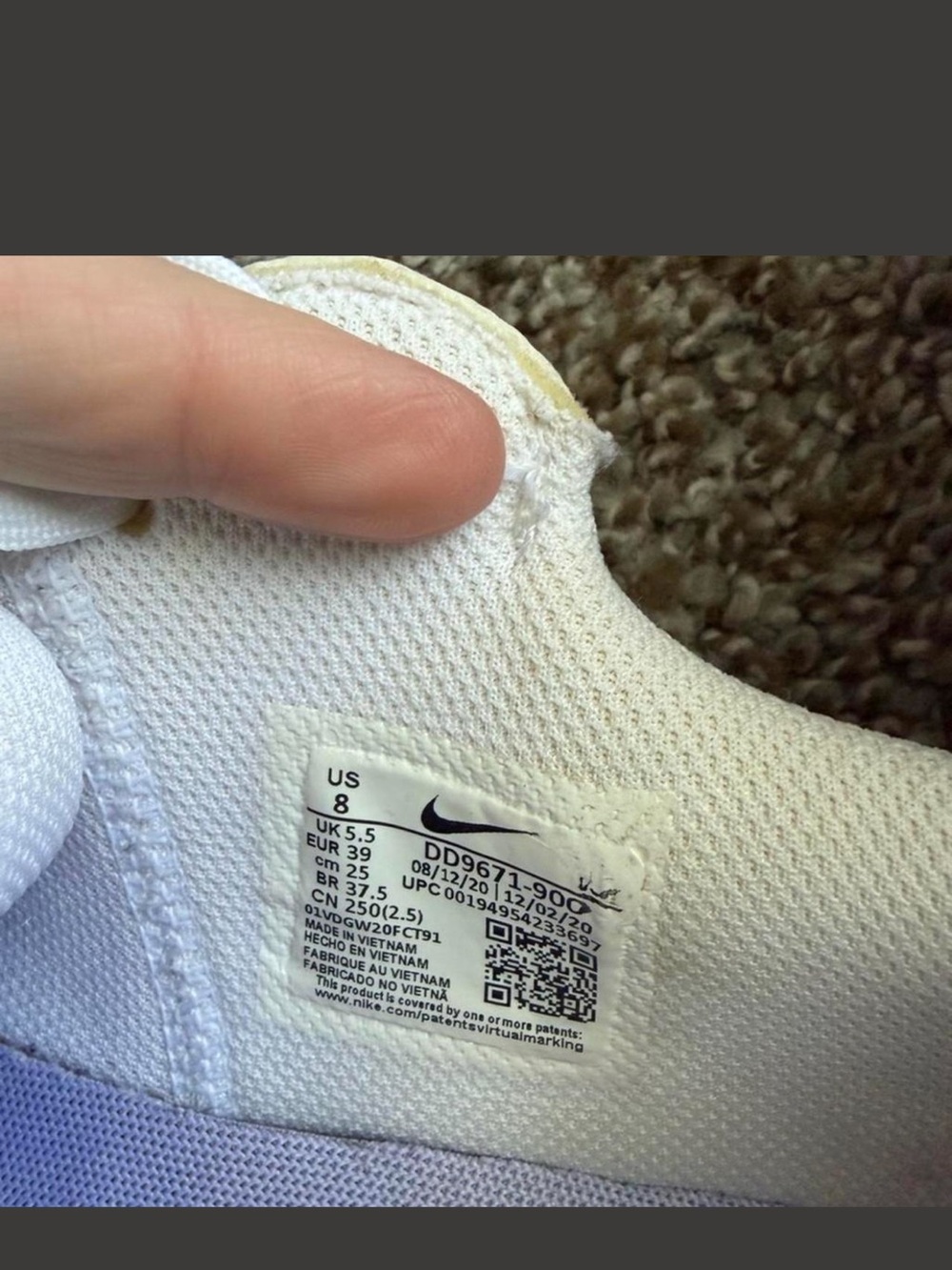 Nike Sneakers - White with Neon Orange Swoosh and Pastel Rainbow Accents - Picture 5 of 5